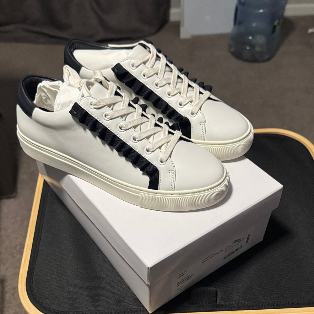Tory Burch  White and Navy Blue Women Sneakers